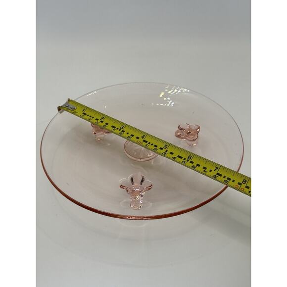 Vintage Lancaster 3 Footed Pink Depression Glass Dessert Plate 1930s 7.5" - Picture 6 of 7